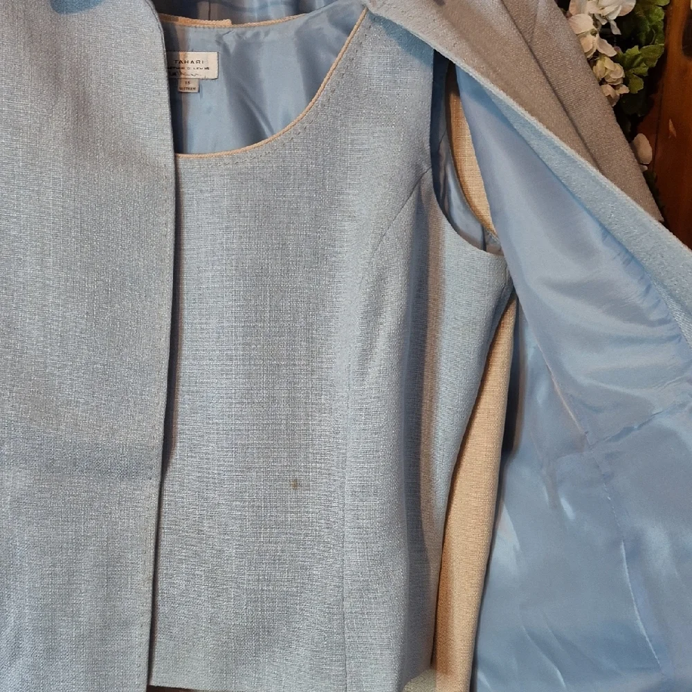 Tahari Light Blue Jacket and Shell Two-Piece Set